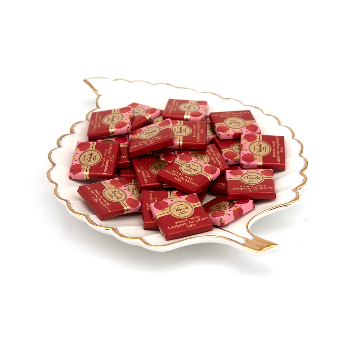 Venchi Bianco Lampone 31% White Chocolate with Raspberry & Nibs Napolitains
