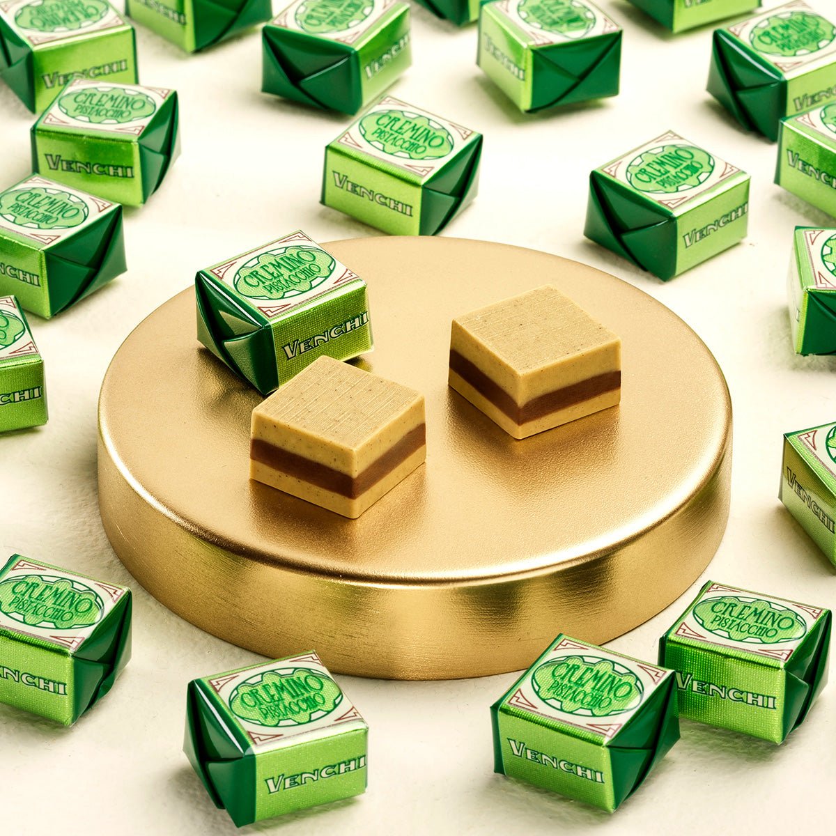 Venchi Cremino Pistacchio Chocolate Pistachio Gianduja Cubes