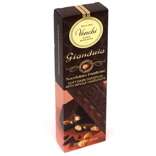 Venchi Gianduia Nocciolato Fondente 56% Dark Chocolate Gianduja & Hazelnuts Bar - 200g