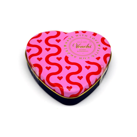 Venchi Heart Shaped Metal Tin with Heart Shaped Chocolates - 6 pc - 48g