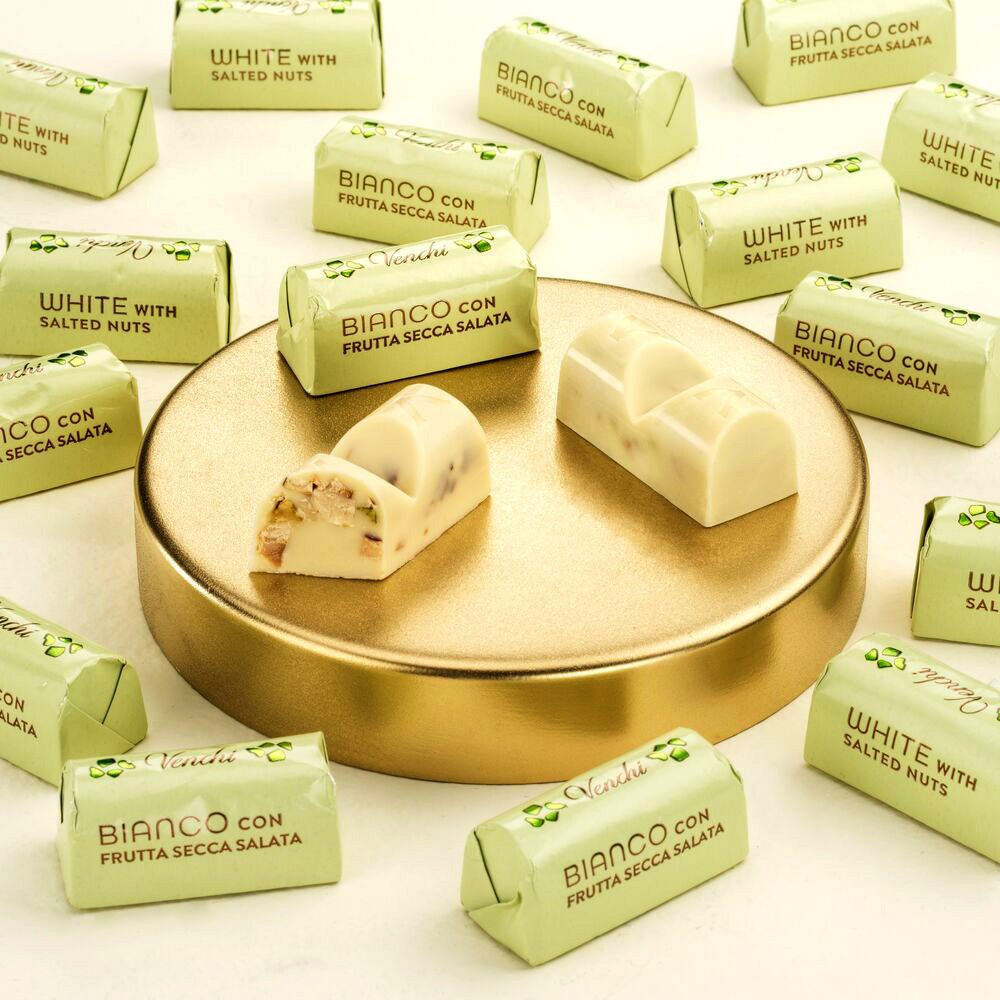 Venchi Salted Nuts in White Chocolate Ingots