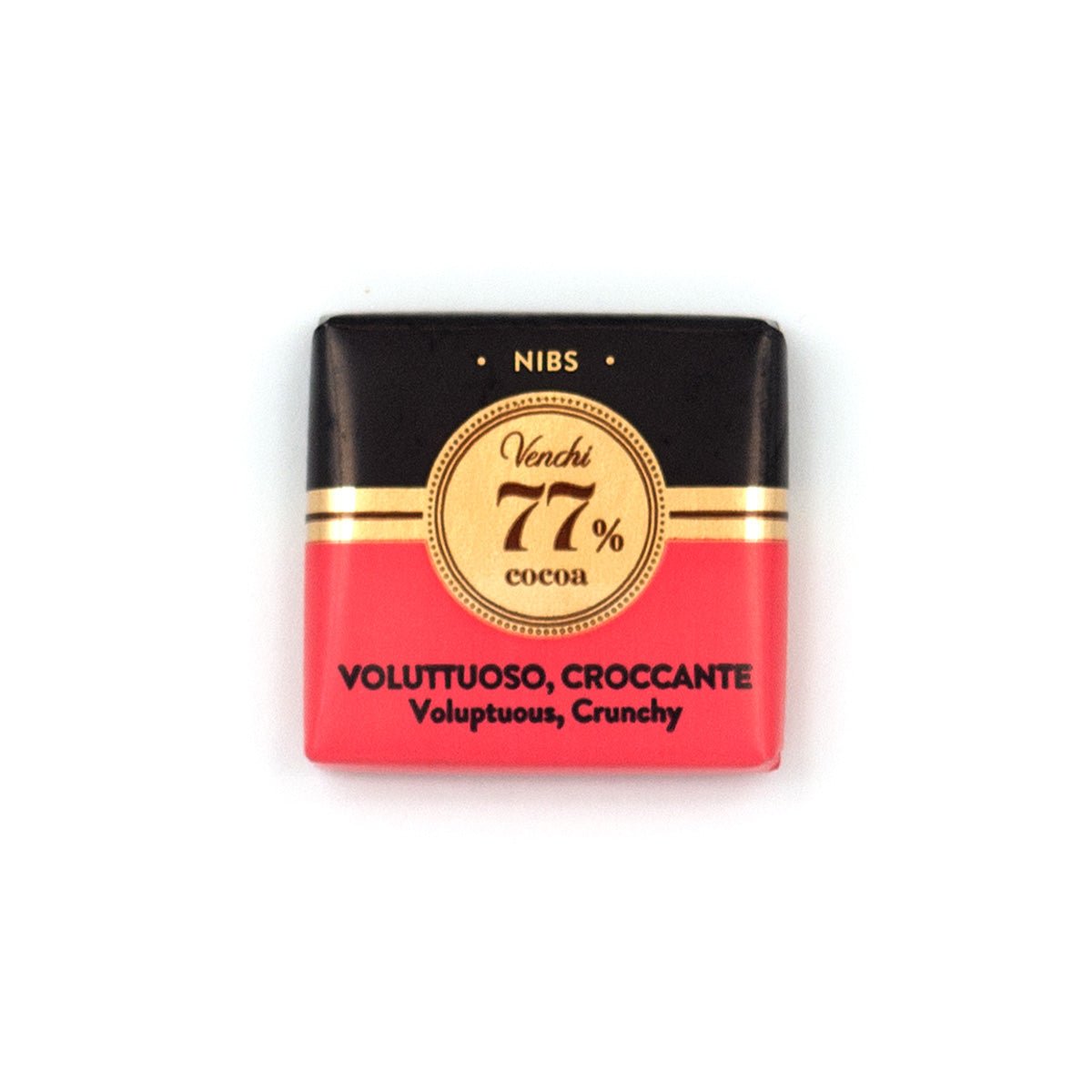 Venchi Voluttoso Croccante 77% Dark Chocolate with Nibs Napolitains