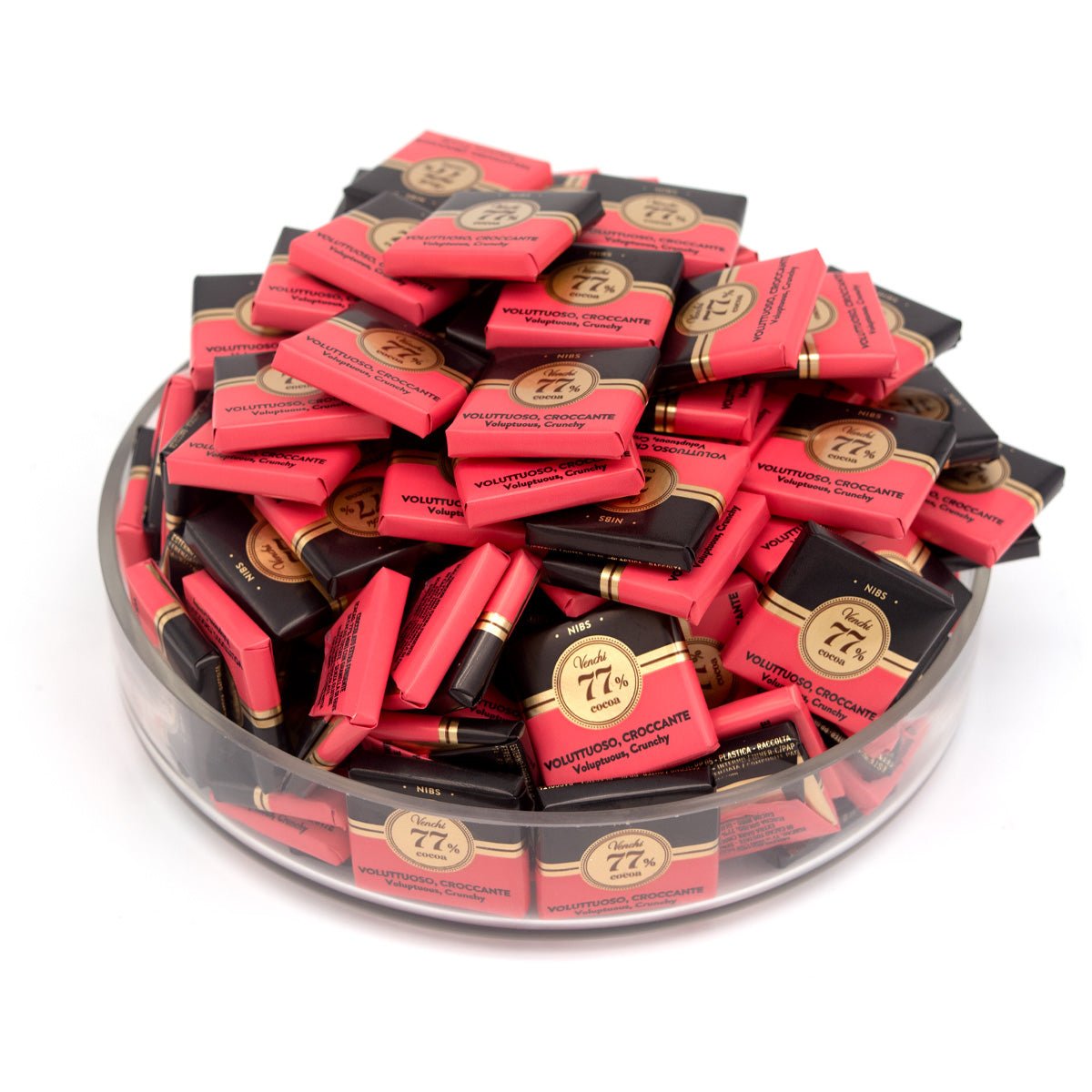 Venchi Voluttoso Croccante 77% Dark Chocolate with Nibs Napolitains